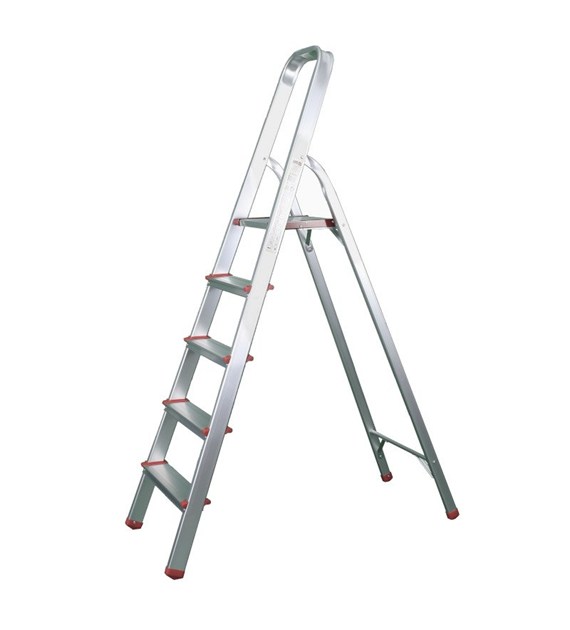 Drabina aluminiowa domowa 5 szczeble150kg PRO+ RED