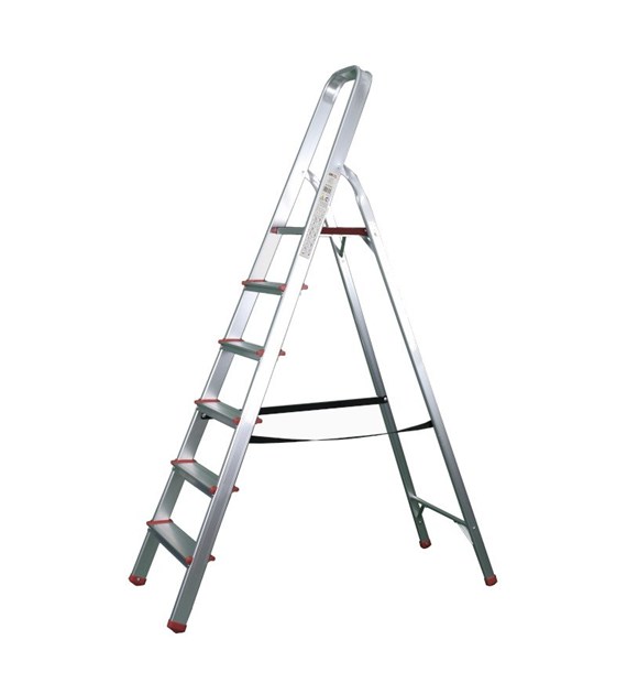 Drabina aluminiowa domowa 6 szczeble150kg PRO+ RED