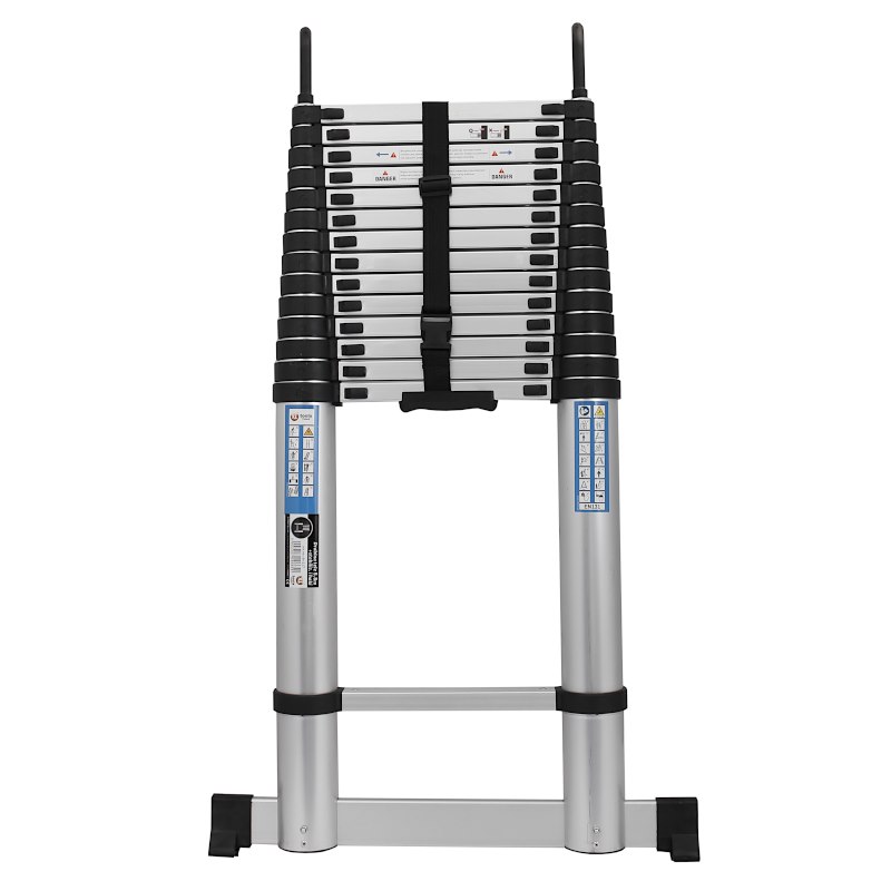Drabina alu teleskopowa 5.4m 1x13 haki+stabilizat.
