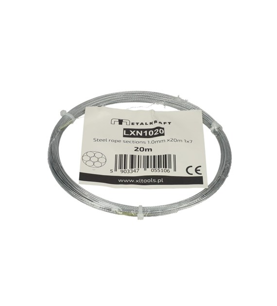 Lina stalowa odcinki 1.0mm x20m 1x7