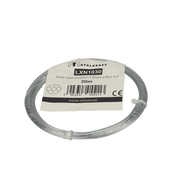 Lina stalowa odcinki 1.0mm x30m 1x7