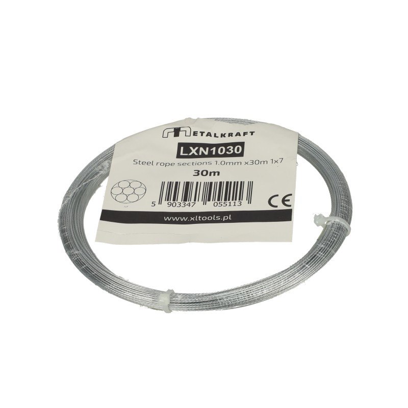 Lina stalowa odcinki 1.0mm x30m 1x7