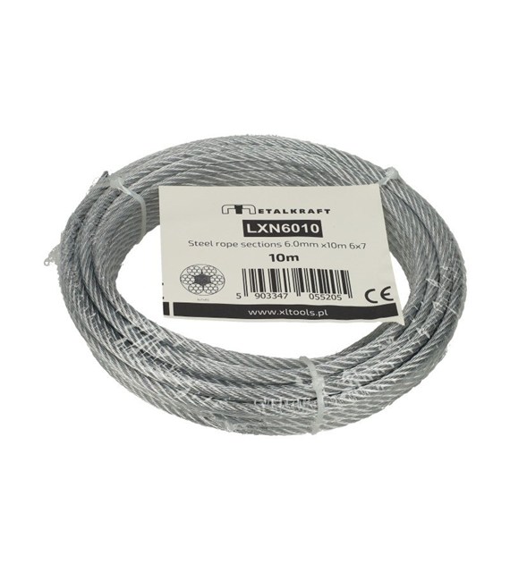 Lina stalowa odcinki 6.0mm x10m 6x7