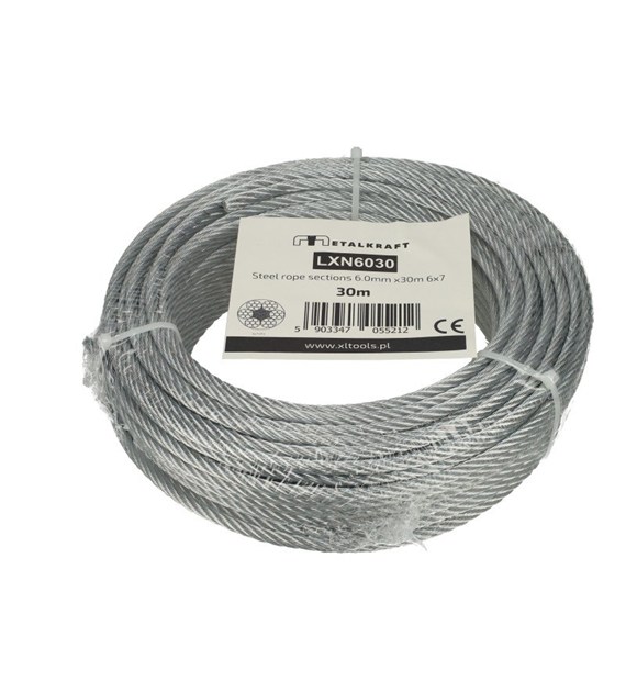 Lina stalowa odcinki 6.0mm x30m 6x7