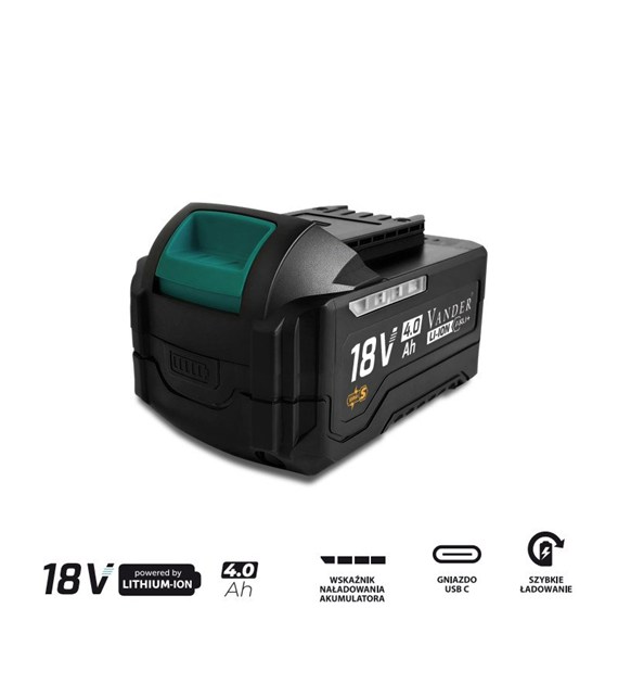 Bateria VANDER AKU+ 18V 4.0Ah szybkie ładowanie