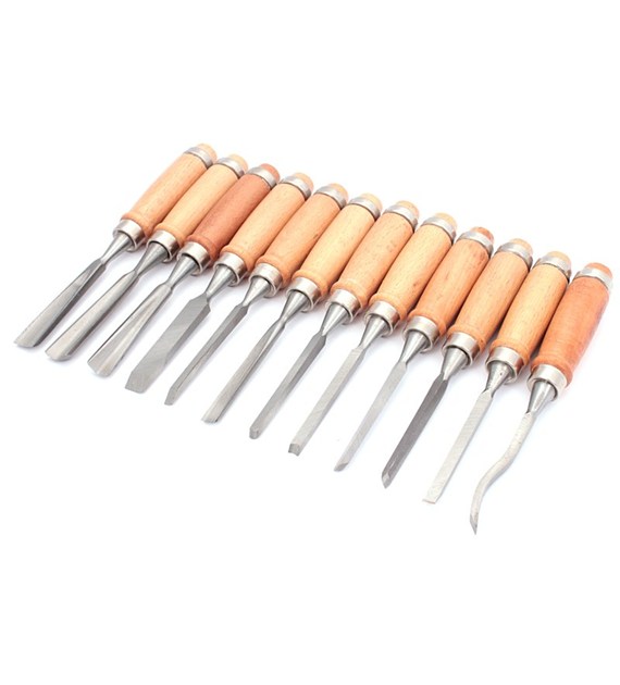 Dłuta do rzeźbienia komplet 12szt PRO+ kaseta drew