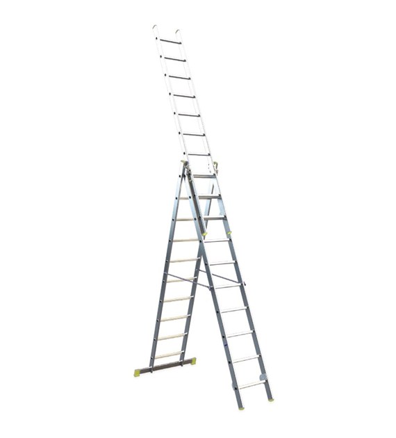 Drabina alu 3-elem 3x 8 szczebli 5.52m ATEST TUV