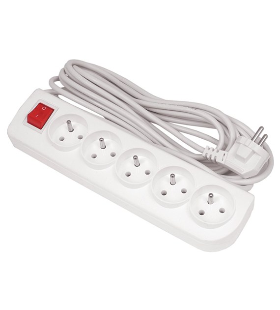 Przedłużacz domowy 5m 5gn. z/u wył. EPS-505W
