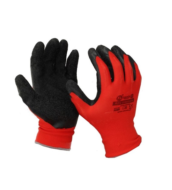 Rękawice DRAGON RED 10 czerwone latex zawieszka