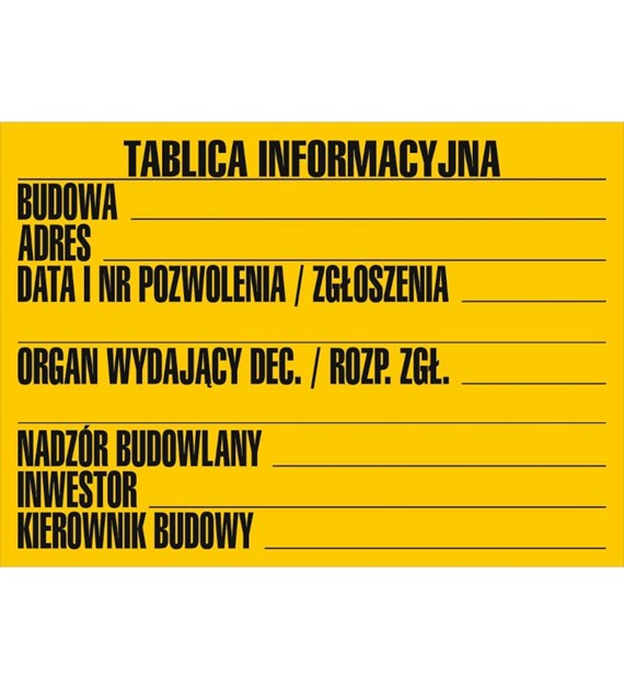 Tablica informacyjna 50x70cm Budowa