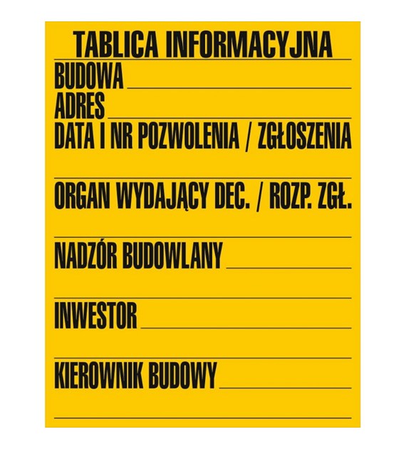 Tablica informacyjna 90x70cm Budowa