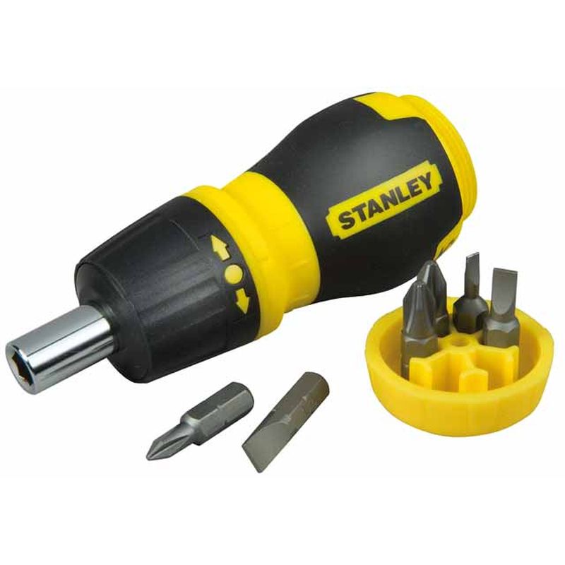 Wkrętak BIT STANLEY mini krótki z grzechotką +bity