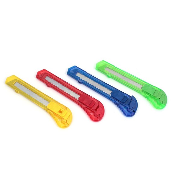 Nóż uniwers 18mm przeźroczysty tuba-12sz kolor mix