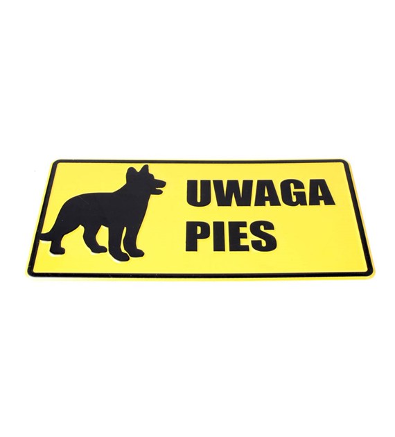 Tablica 14x29 UWAGA PIES - rys. pies wilczur