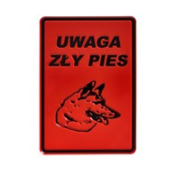 Tablica 14x20 UWAGA ZŁY PIES - rys głowa psa
