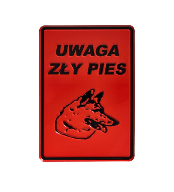 Tablica 14x20 UWAGA ZŁY PIES - rys głowa psa