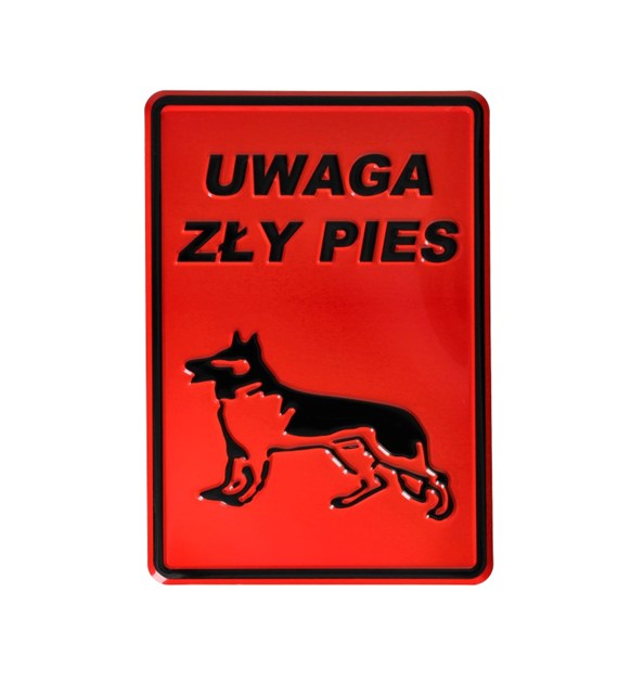 Tablica 14x20 UWAGA ZŁY PIES - rysunek psa