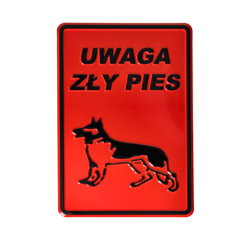 Tablica 14x20 UWAGA ZŁY PIES - rysunek psa